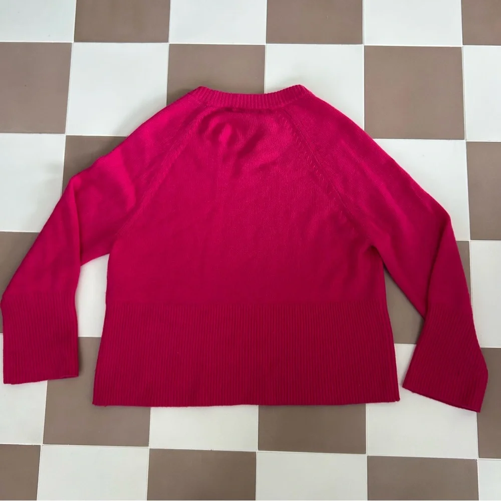 360 Cashmere Krystal Raglan Sleeve Pink Crewneck Cashmere Sweater Size Small - Picture 6 of 8